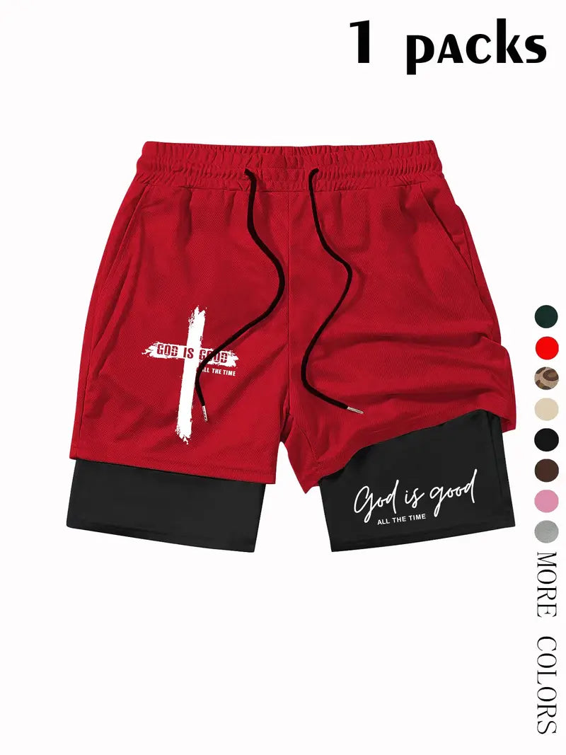 Unisex God Is Good Print Drawstring Waist Shorts