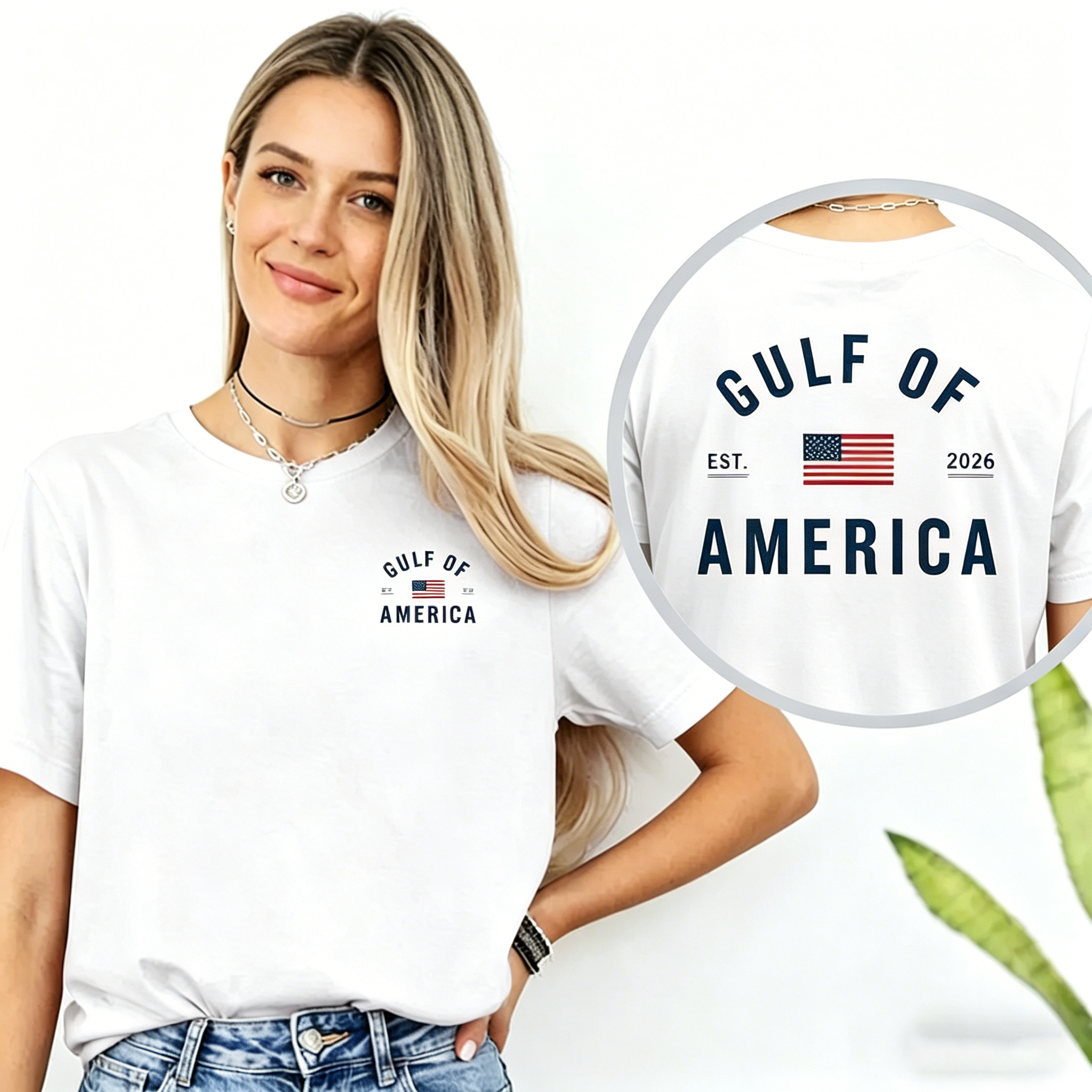 Women's Gulf of America T-Shirt – Patriotic Minimalist USA Flag Graphic Shirt