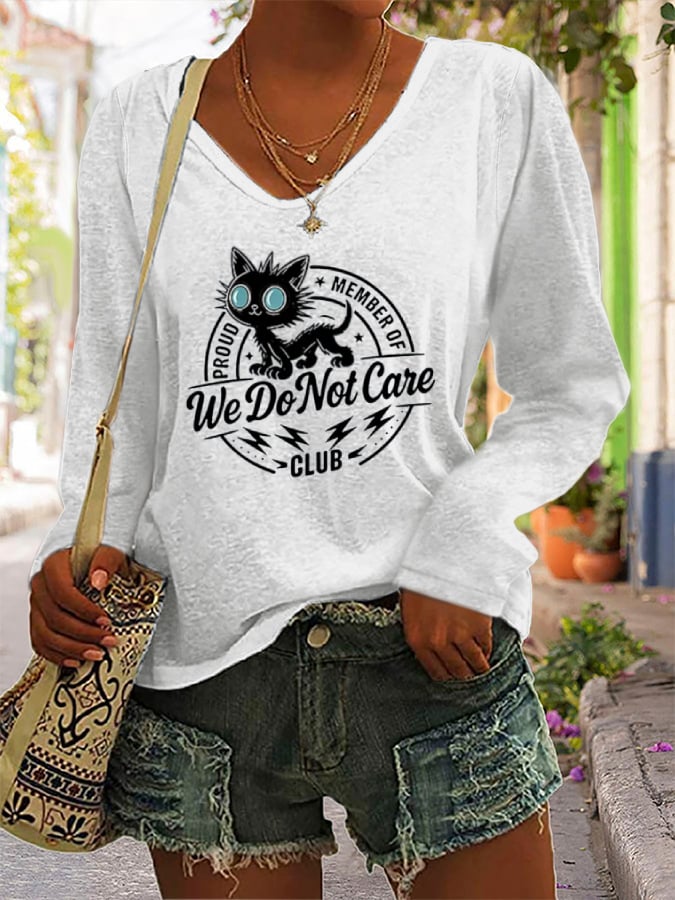 Women's Retro Funny Proud Member Of Club We Do Not Care Menopause Perimenopause Print long-sleeved T-Shirt