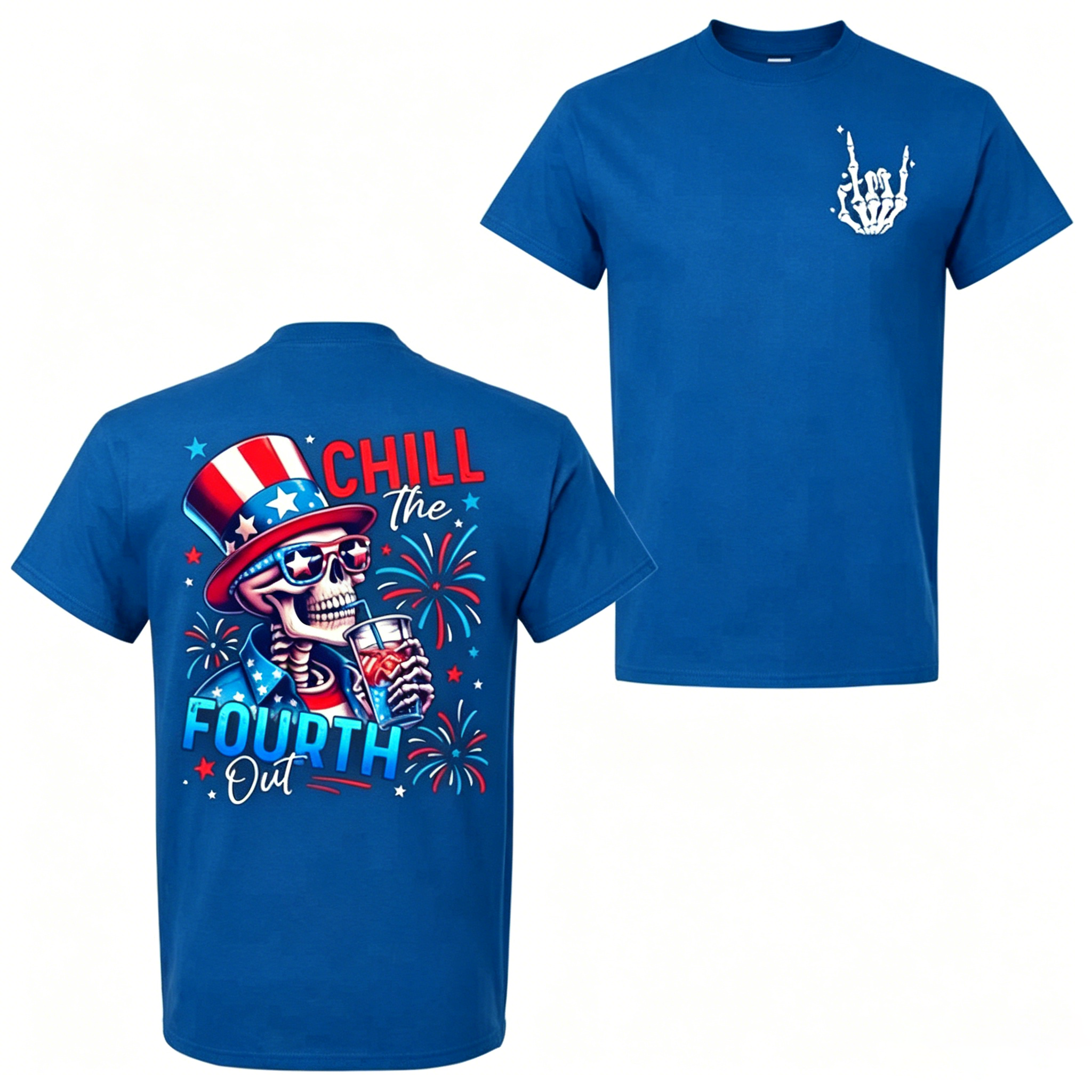 American Independence Day T-shirt Chill The Fourth Out Skeleton Shirt