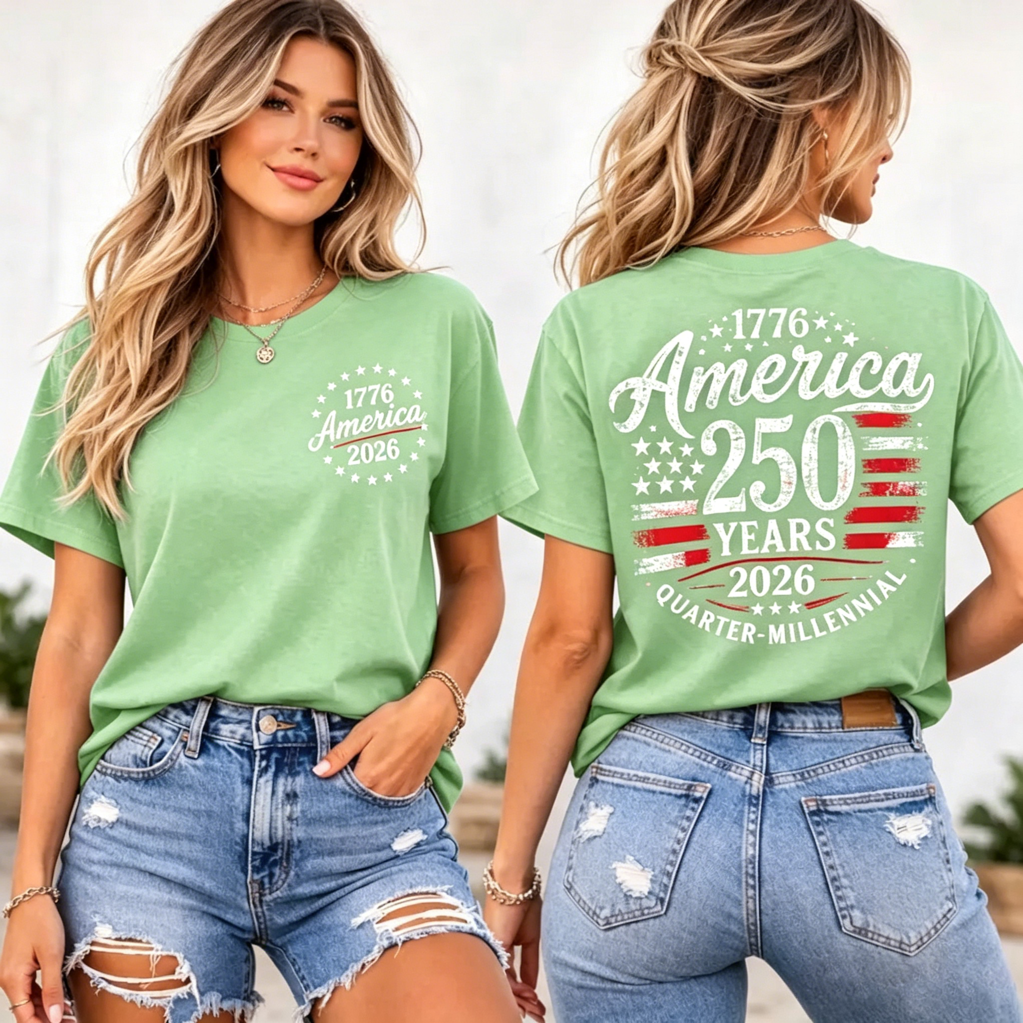 Women's America 250 Years 1776-2026 USA Flag T-Shirt