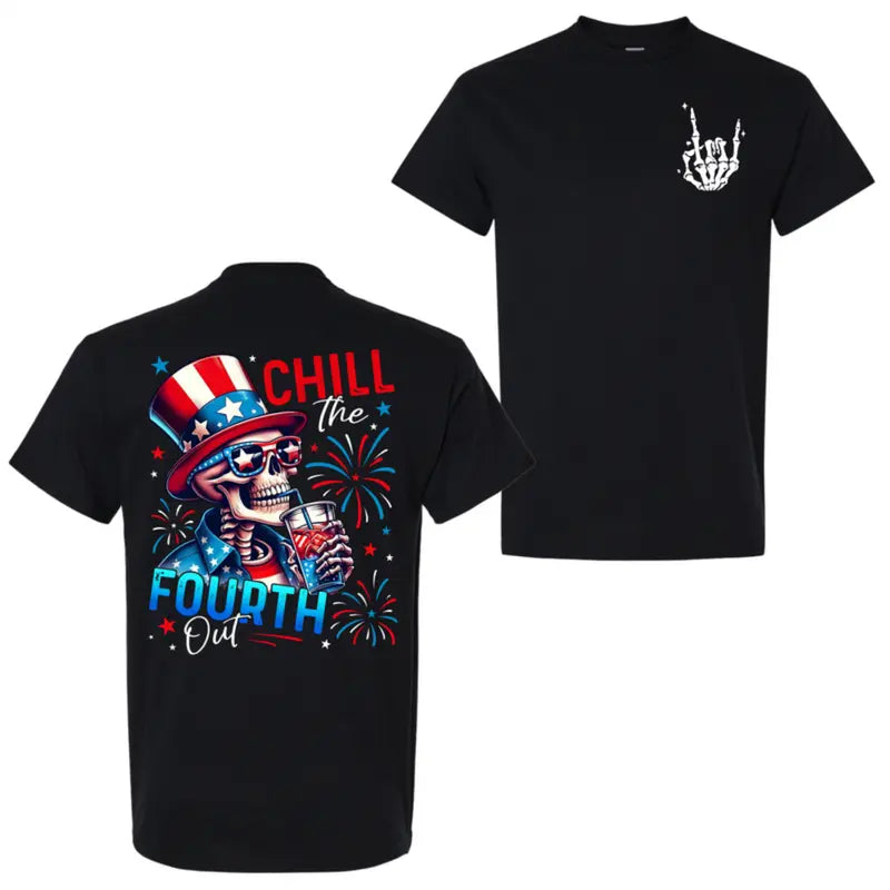American Independence Day T-shirt Chill The Fourth Out Skeleton Shirt