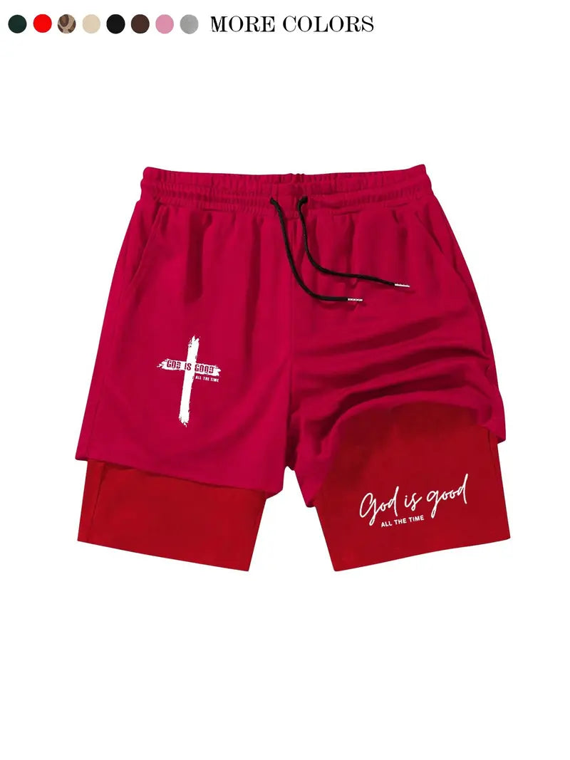 Unisex God Is Good Print Drawstring Waist Shorts