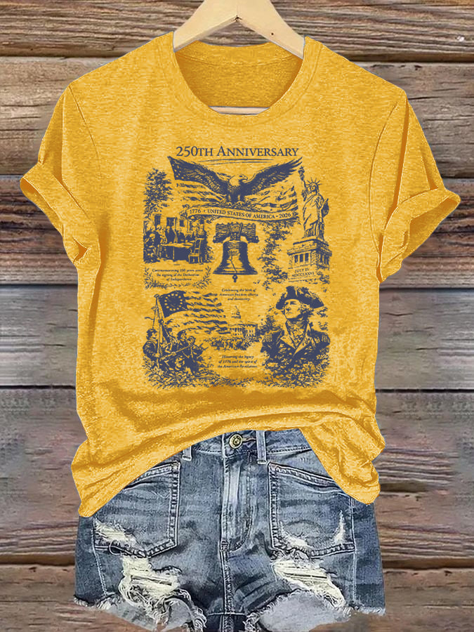 Women's Retro USA 250th Anniversary Print T-Shirt