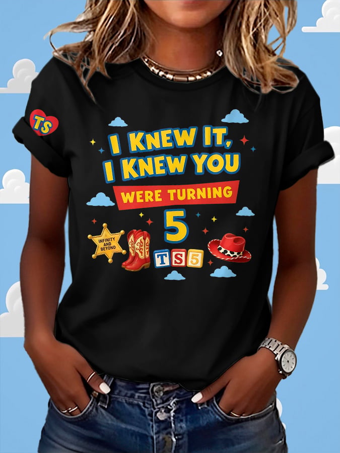 Retro I Knew It Print T-Shirt