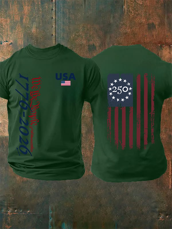 Men's USA 250TH Print Crew Neck T-Shirt