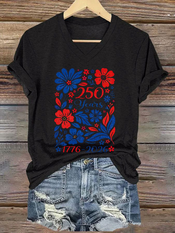 Women's 250th Anniversary Floral Print Short-Sleeve T-Shirt