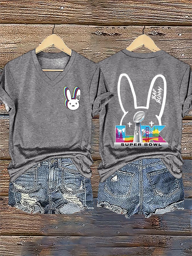 Women's Bunny Football Music Lover T-Shirt