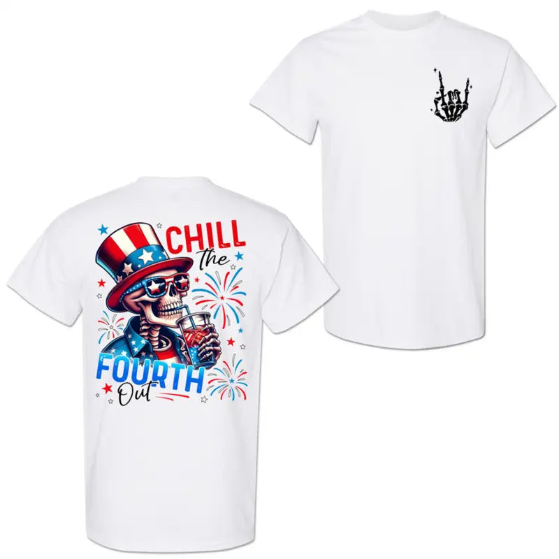 American Independence Day T-shirt Chill The Fourth Out Skeleton Shirt