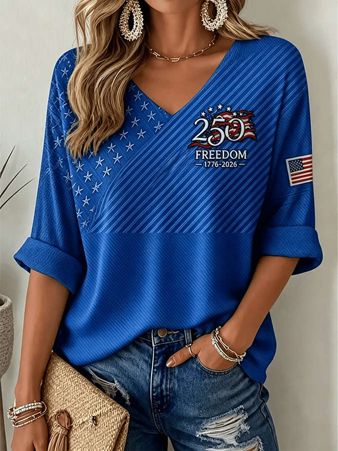 Women's USA1776-2026 Freedom Print Casual Top