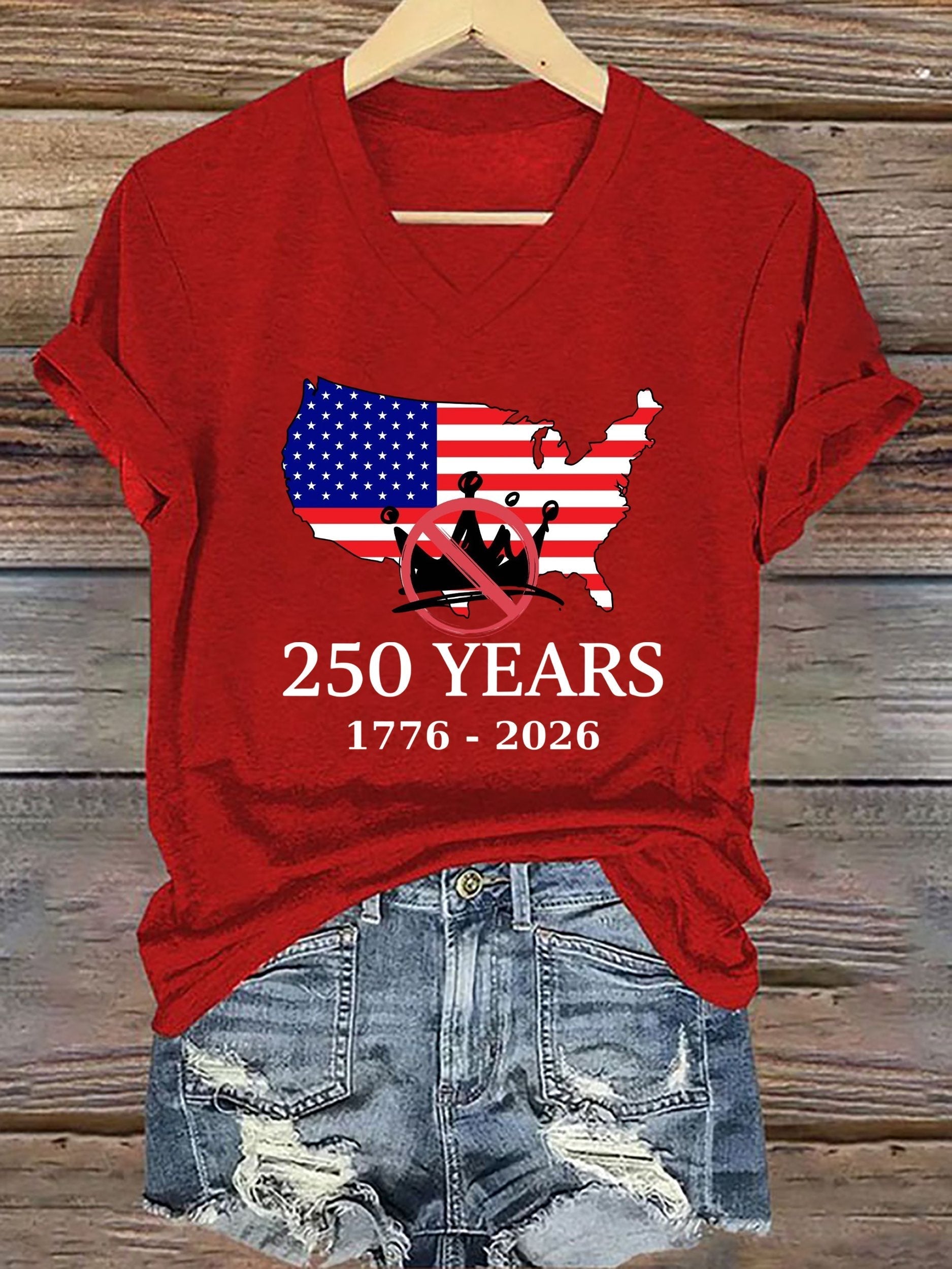 🔥Buy 3 Get 15% Off Women's 1776-2026 No Kings Print T-shirt