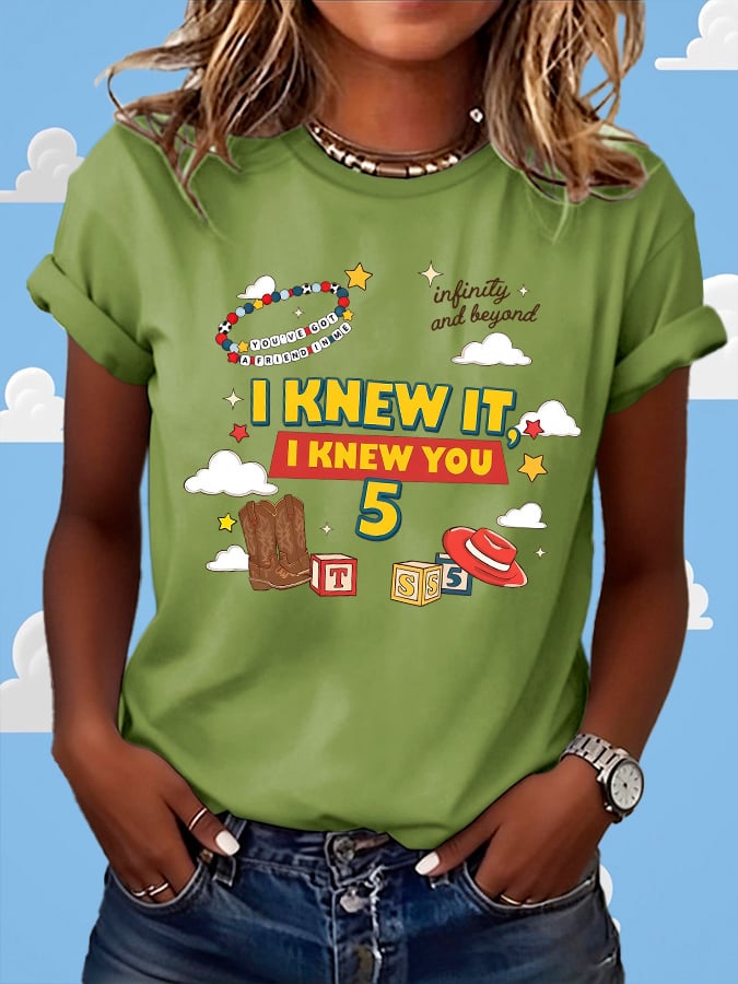 Retro I Knew It Print T-Shirt