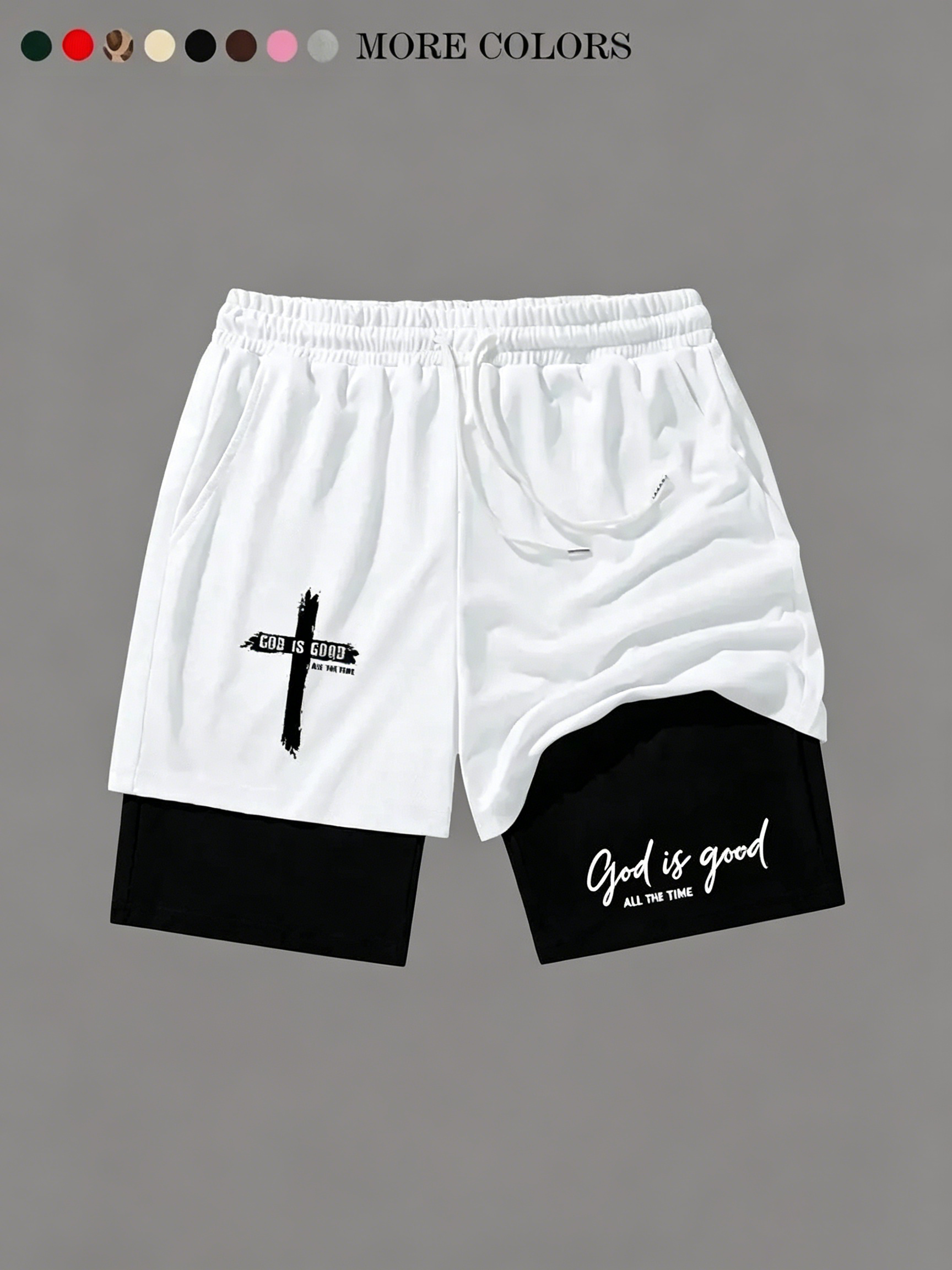 Unisex God Is Good Print Drawstring Waist Shorts