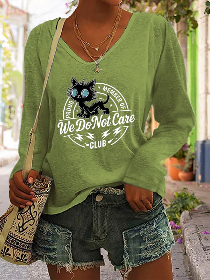 Women's Retro Funny Proud Member Of Club We Do Not Care Menopause Perimenopause Print long-sleeved T-Shirt
