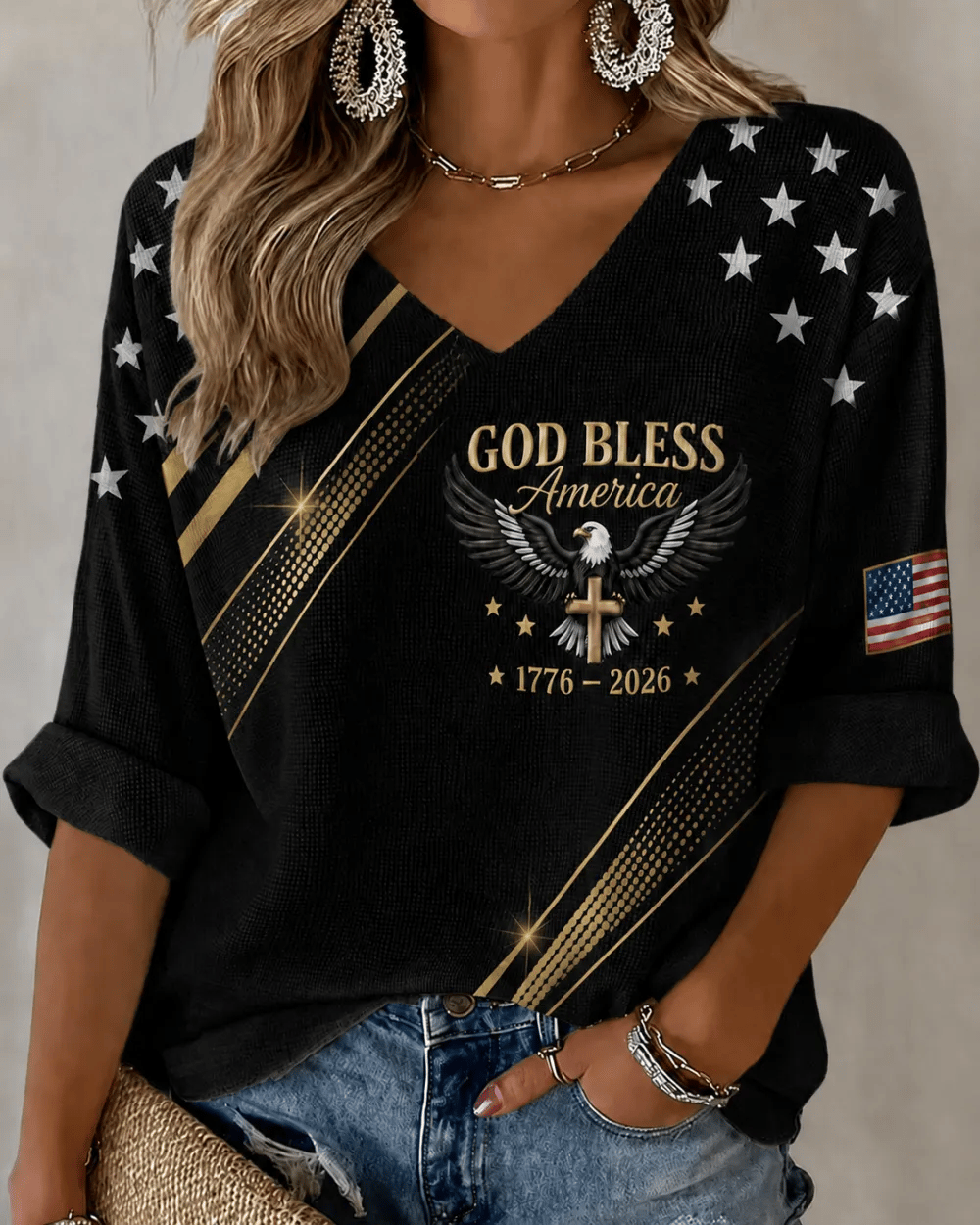 Women's USA1776-2026 Freedom Print Casual Top