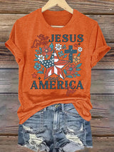 Women's She loves JESUS and AMERICA Printed T-Shirt