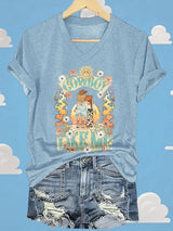 V-Neck Retro I Knew It Print T-Shirt