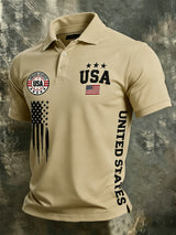 Men's United States USA Flag Print Polo Shirt
