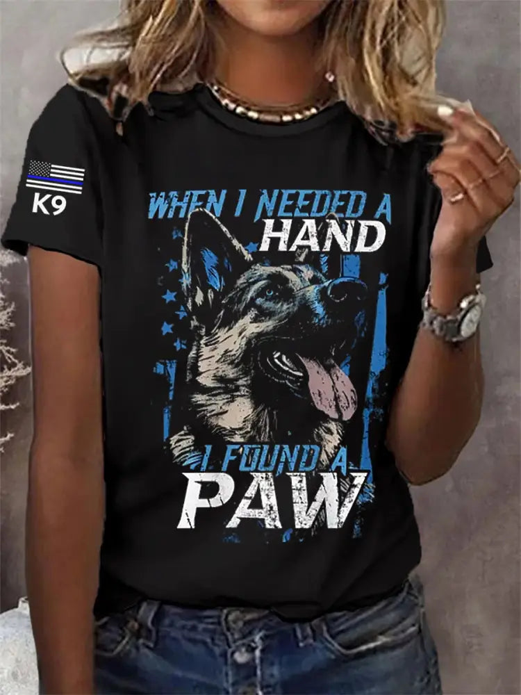 Women's Blue Line Patriotic K9 Police Officer Dog T-Shirt