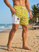 Unisex Prank Duck Print 2-in-1 Beach Shorts