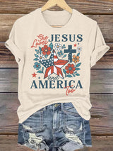 Women's She loves JESUS and AMERICA Printed T-Shirt