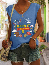 V-Neck Retro I Knew It Print Tops Tank