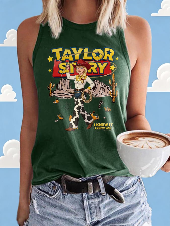 Retro I Knew It Print Tops Tank
