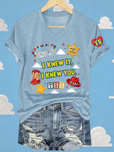 V-Neck Retro I Knew It Print T-Shirt