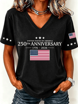 Women'S Casual Independence Day Print Top