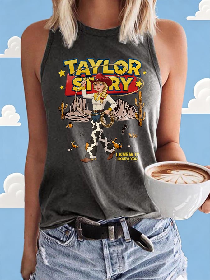 Retro I Knew It Print Tops Tank