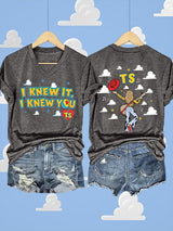 V-Neck Retro I Knew It Print T-Shirt