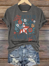 Women's She loves JESUS and AMERICA Printed T-Shirt