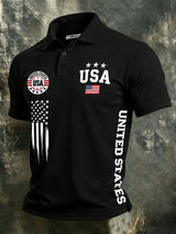 Men's United States USA Flag Print Polo Shirt