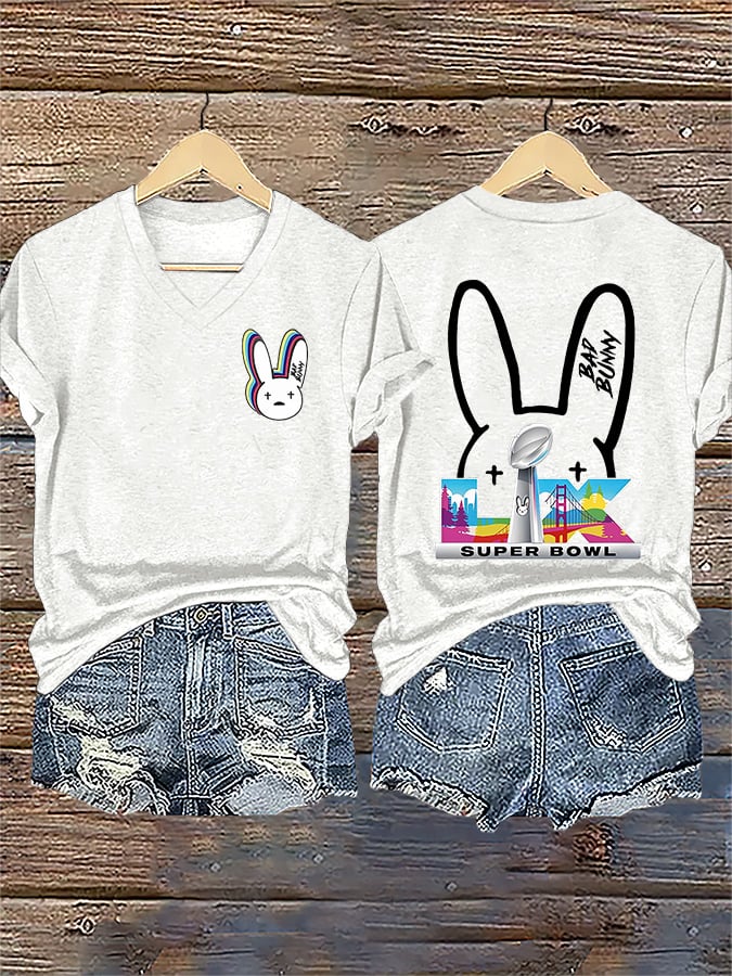Women's Bunny Football Music Lover  T-Shirt