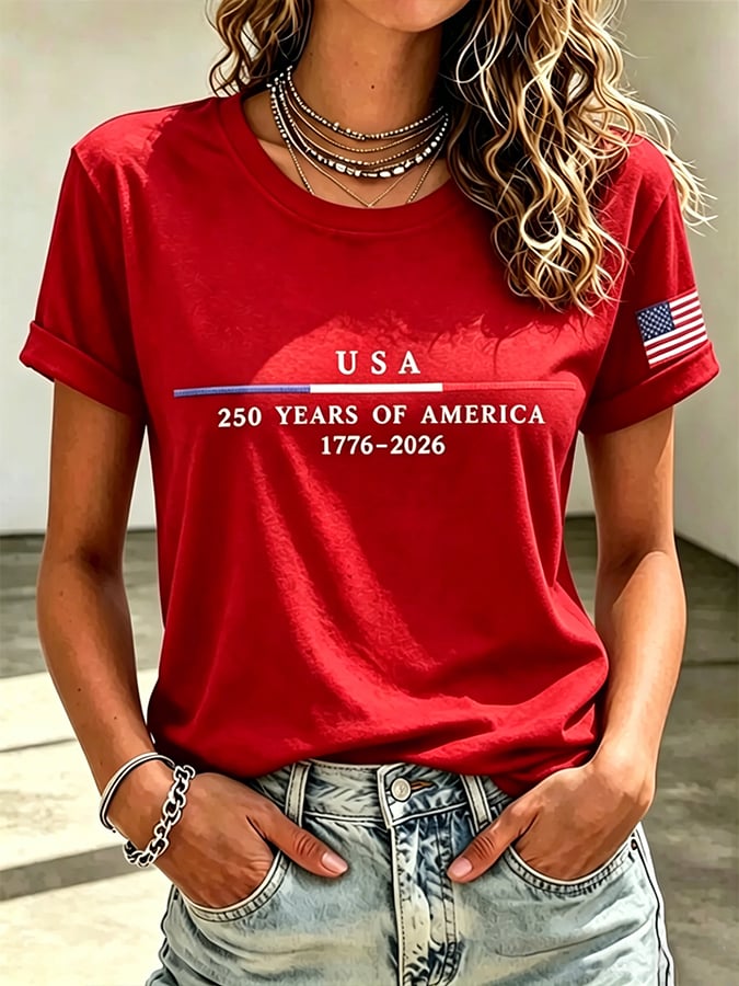 Women's casual retro American 250th  T-shirt