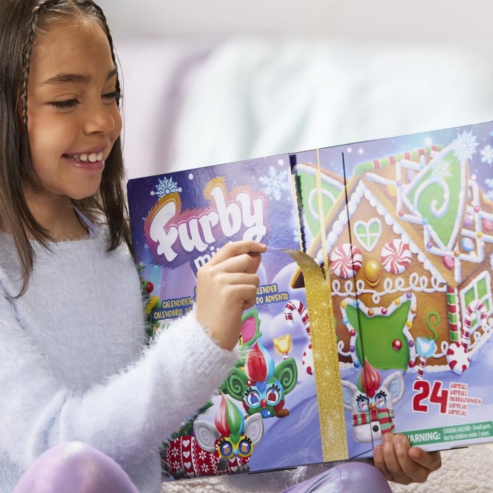 FURBY Minis Advent Calendar for Kids 6 Years and Up, 24 Days of Surprise Holiday Toys with 1-Inch Figures, Stickers & Fun Accessories