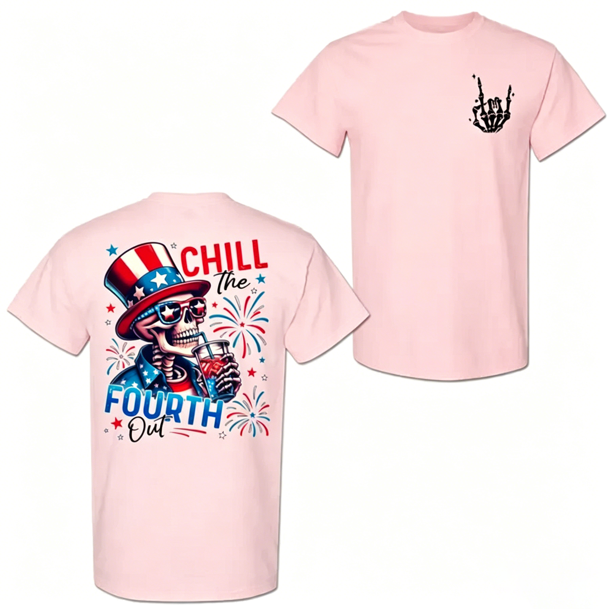 American Independence Day T-shirt Chill The Fourth Out Skeleton Shirt