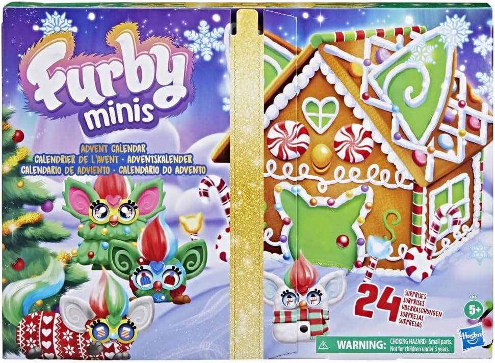 FURBY Minis Advent Calendar for Kids 6 Years and Up, 24 Days of Surprise Holiday Toys with 1-Inch Figures, Stickers & Fun Accessories
