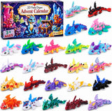 JOICEE 2026 Christmas Advent Calendar with 3D Printed Animals Fidget Toys | 24 Days Mini 3D Printed Animals Figurines Xmas Articulated Flexible Fidget Toys for Kids Boys Girls Christmas Party Favors
