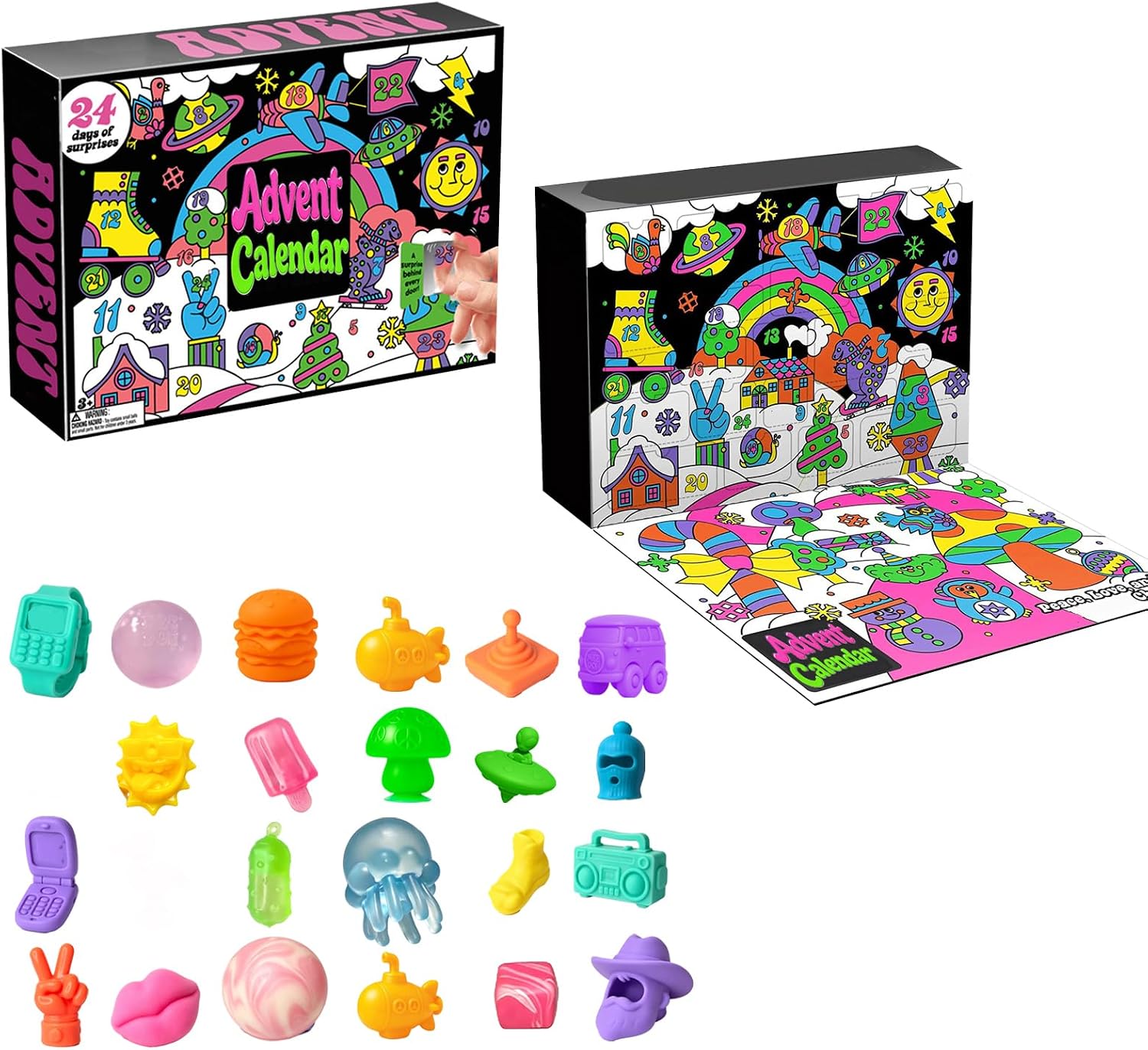 Funky Frights Halloween Advent Calendar Squishies 2026 Countdown Gift Box with 13 Mini Slow Rising Squishy Squeeze Toys - Variety Pack of Spooky Collectible Figures Halloween Party Favors