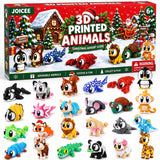 JOICEE 2026 Christmas Advent Calendar with 3D Printed Animals Fidget Toys | 24 Days Mini 3D Printed Animals Figurines Xmas Articulated Flexible Fidget Toys for Kids Boys Girls Christmas Party Favors