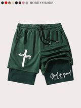 Unisex God Is Good Print Drawstring Waist Shorts
