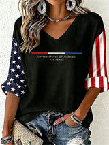 Women's Casual 250th Anniversary Printed Waffle Top