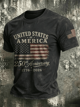 Men's USA 1776-2026 Freedom Printed Casual T-shirt