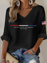 Women's America 250th Anniversary V-neck Long Sleeve