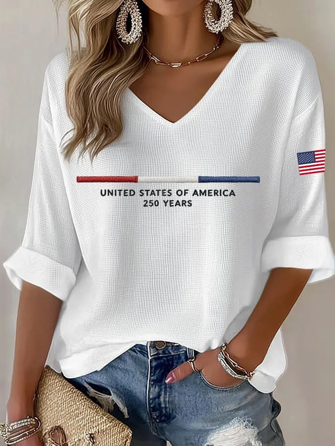 Women's America 250th Anniversary V-neck Long Sleeve