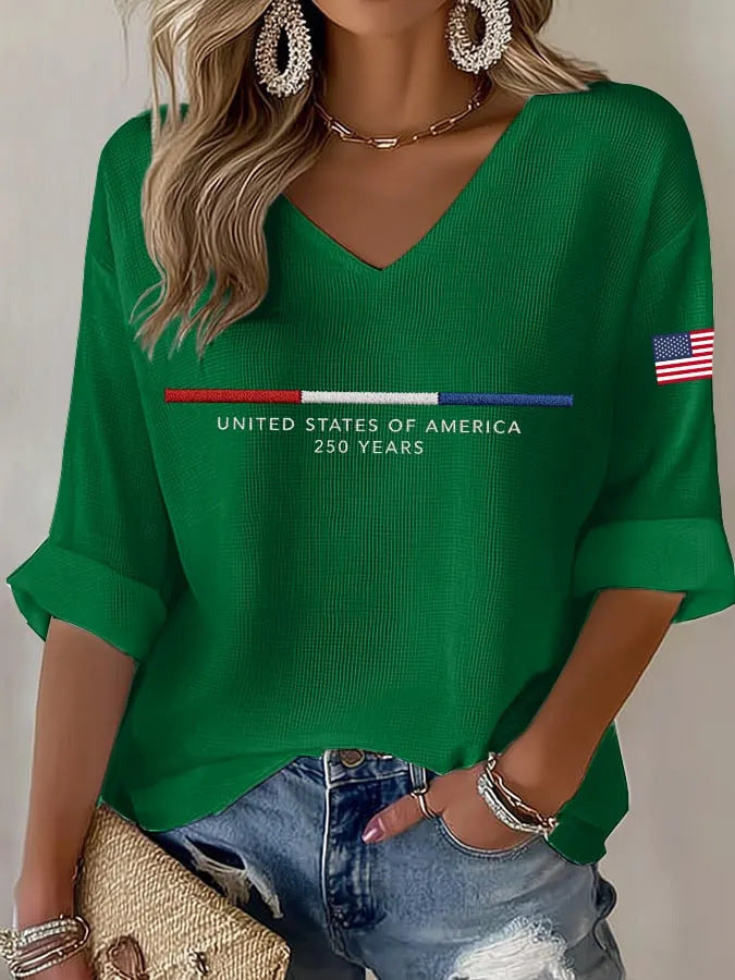 Women's America 250th Anniversary V-neck Long Sleeve