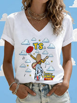 V-Neck Retro I Knew It Print T-Shirt