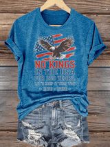 Women's  No Kings USA Patriotic Tee ,250 Years of Democracy printed T-shirt