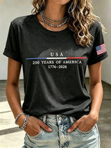 Women's casual retro American 250th  T-shirt